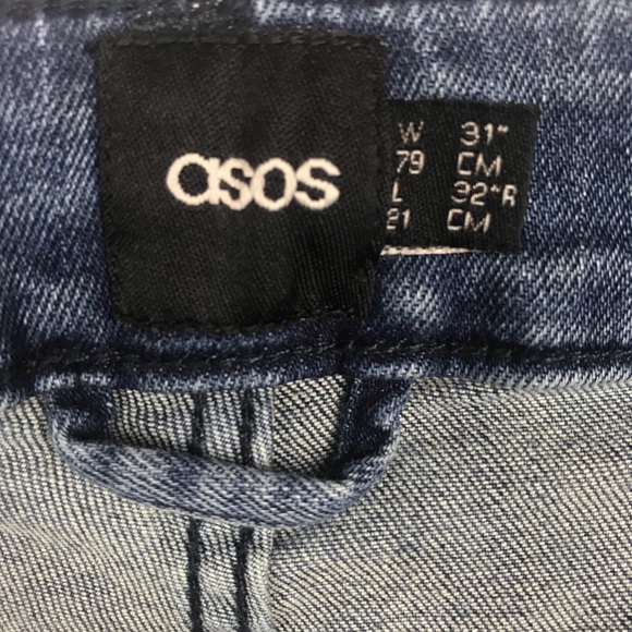 ASOS High Waist Button Fly Skinny Jeans Blue Stretch Denim Size 31 - Picture 5 of 8